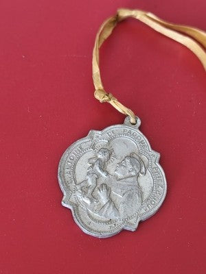 Ancienne médaille religieuse catholique vintage, petit pendentif collection rétr