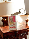 Porte-clés publicitaire vintage Café Motta France, rectangulaire, années 70