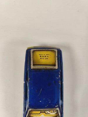 Jouet automobile vintage China tin toy MF234 en tôle bleue