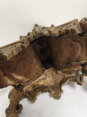 Bougeoir ancien bronze XIXe style rocaille doré décor floral