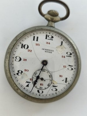 Montre de gousset ancienne Ch. Wattiez Reims, cadran émaillé à réviser