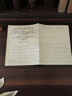 Lettre manuscrite 39-45 sur papier à en-tête La Protectrice Assurance Marseille