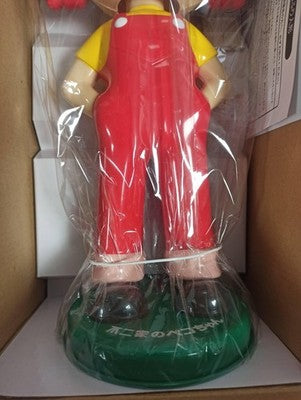 Figurine Peko-chan Fujiya vintage sur socle rouge jaune avec boîte Japon