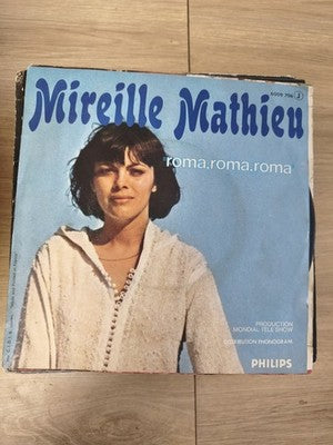 Vinyle 45 tours ancien rétro Mireille Mathieu disque collection état à restaurer