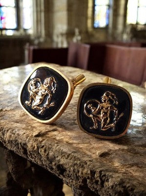 Boutons de manchette vintage années 60/70 – motif guerrier doré rétro chic