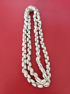 Collier ancien vintage en coquillages naturels, gros bijou rétro pour collection
