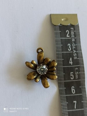 Pendentif fleur vintage doré Remy Dis Paris strass années 80, Made in France