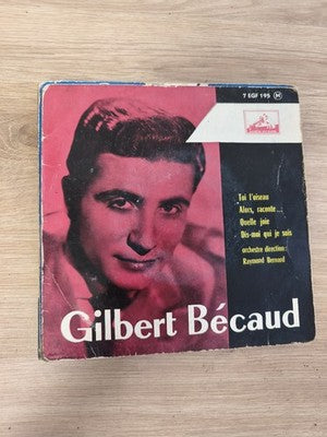 Vintage 45 tours Gilbert Bécaud pochette photo rouge noire 7 EGF 195