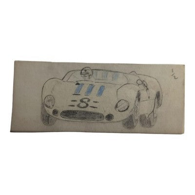 Dessin original sur calque voiture course Scalextric Dinky Toys vintage
