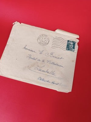 Ancienne lettre timbrée oblitérée 1945, collection philatélie vintage France