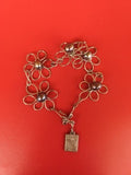 Bracelet vintage Danais en pierres naturelles, fleurs métal, signé ancien