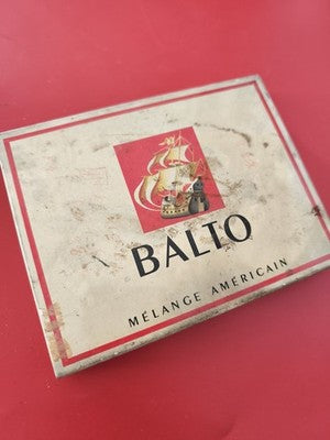 Ancienne boîte à cigare métal publicitaire BALTO vintage, décor voilier, collect