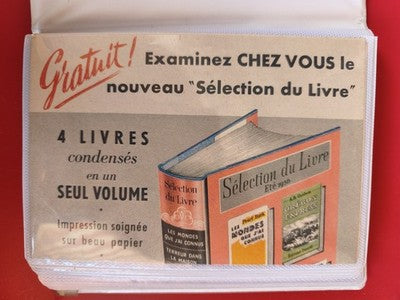 Ancienne carte publicitaire vintage Sélection du Livre 1956 illustration couleur