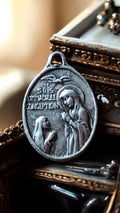 Médaille religieuse ancienne Immaculée Conception, finition argentée, vintage