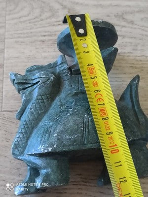 Sculpture dragon porte-bougie pierre marbre vert style asiatique Chine déco