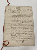 Acte notarié manuscrit 1760, mariage à Saint-Étienne, ruban rouge