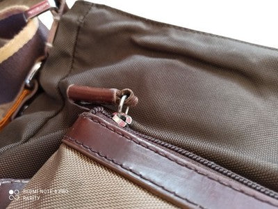 Sac bandoulière Lancel Paris toile marron logo, besace homme femme