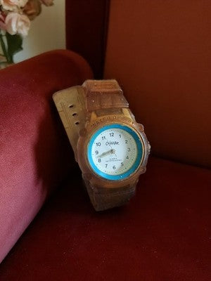 Montre homme vintage Chakar quartz, boîtier translucide, water resistant