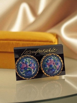 Boucles d’oreilles vintage INCOMPARABLE, motif floral, rétro, rare deadstock