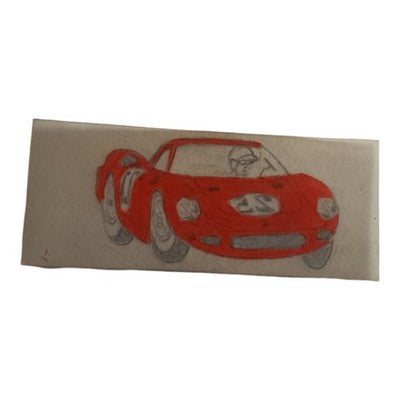 Dessin d’étude Scalextric Dinky Toys voiture rouge sur calque 10 cm vintage