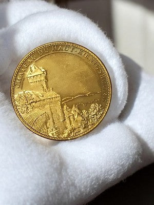 Médaille ancienne Château du Haut-Koenigsbourg dorée pièce souvenir vintage