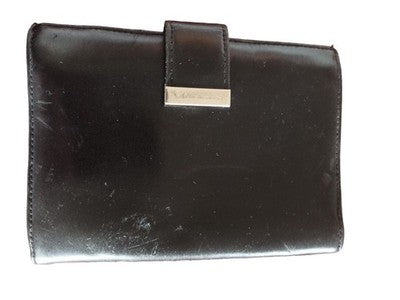 Portefeuille Lancaster femme cuir noir, porte-monnaie élégant, fermeture métal