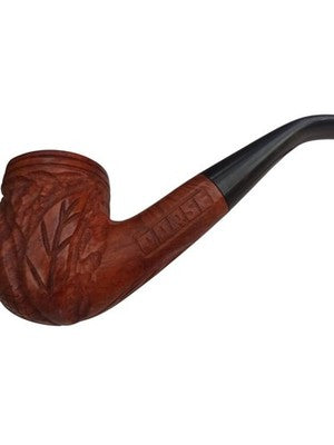 Pipe ancienne sculptée vintage avec étui rigide rétro, motif relief