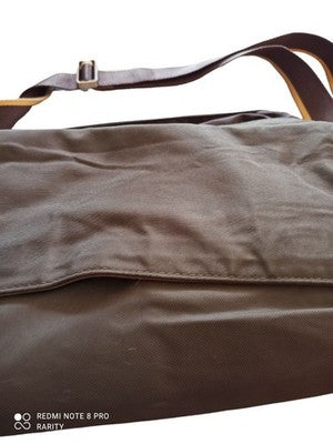 Sac bandoulière Lancel Paris toile marron logo, besace homme femme