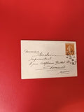Ancienne lettre oblitérée timbre 25c Semeuse orange France vintage philatélie
