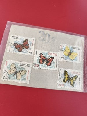 Lot anciens timbres papillons Mongolie collection philatélie d’occasion