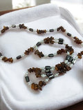 Collier vintage pierres naturelles œil de tigre hématite perles rétro ancien