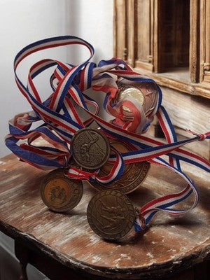 Lot médailles sport anciennes vintage ruban tricolore rétro récompense