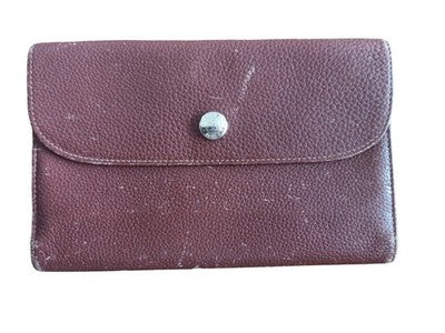 Portefeuille Longchamp Paris femme marron cuir grainé pochette porte-monnaie