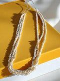 Collier vintage perles de culture authentiques, multi-rangs, blanc crème