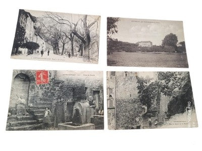 Lot 4 cartes postales anciennes Entrecasteaux Var noir et blanc village
