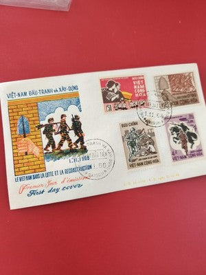 FDC ancien Vietnam 1969, enveloppe premier jour timbres illustrés, collection