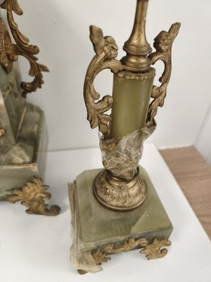Pendule ancienne Alfred Genève La Crau en onyx vert vintage à restaurer horloge