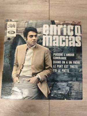 Vintage 45T ancien disque vinyle Enrico Macias, collection rétro chanson françai