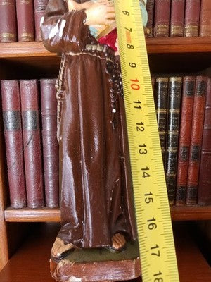 Statue religieuse ancienne plâtre, Saint Antoine de Padoue vintage, objet dévoti