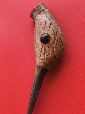 Sculpture vintage tête de canard en bois ancien, petite figurine déco collection