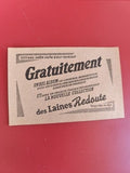 Carte publicitaire ancienne vintage Laines Redoute, papier kraft, typographie ré