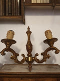 Applique murale ancienne bronze doré style Louis XV vintage rétro luminaire déco