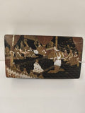 Boîte carton bouilli laqué noir, scène de cour orientale, XIXe siècle