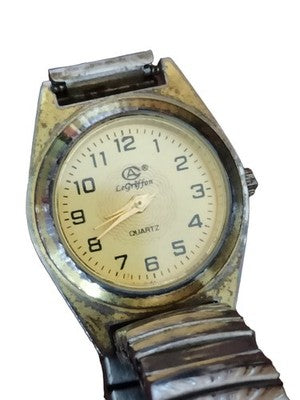 Montre vintage Le Griffon quartz France cadran crème, bracelet extensible