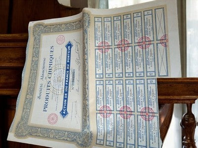 Action porteur Produits Chimiques 1920s Société Alsacienne vintage authentique