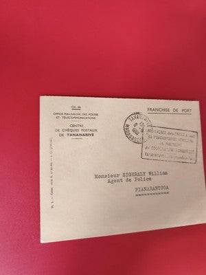 Ancienne lettre vintage Madagascar oblitérée philatélie, cachet Tananarive