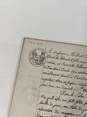 Lettre manuscrite administrative 1814 XIXe papier timbré 75 c France Colombet