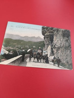 Ancienne carte postale Menton Vintimille Giletta couleur oblitérée collection