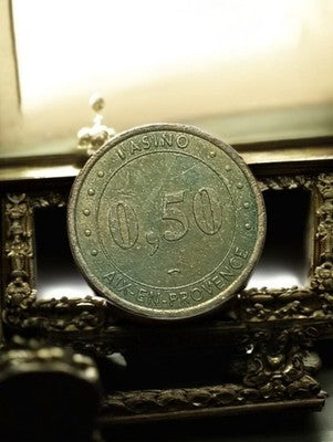 Jeton casino vintage métal 0,50 Aix-en-Provence accessoire ancien