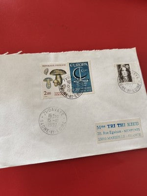 Ancienne enveloppe timbrée oblitérée 1997 pour collection philatélie France